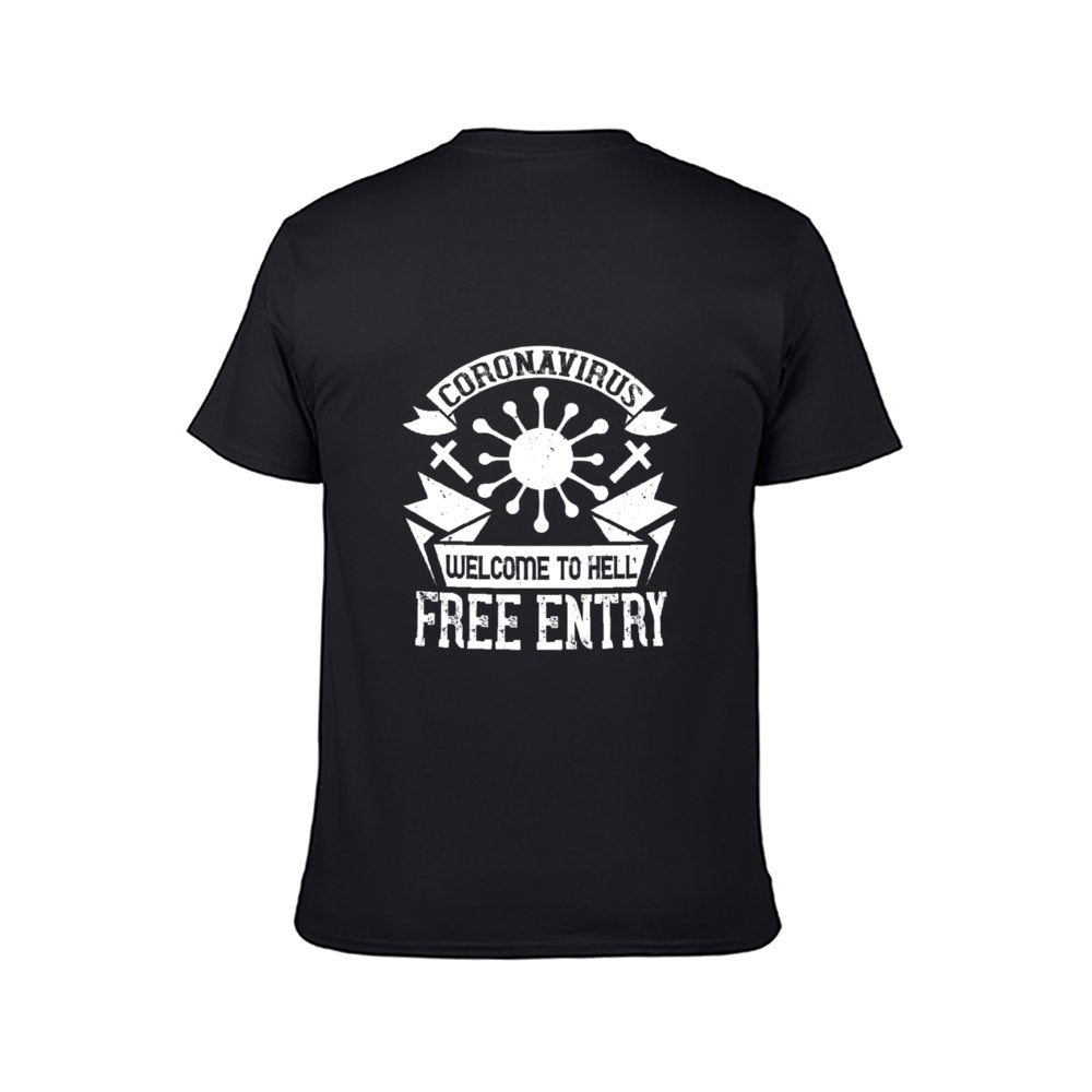 Double Sided Corona Free Entry T-Shirt for Men, Adult Cotton Short Sleeve Tee - Alexecom.com