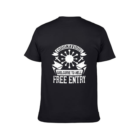 Image of Double Sided Corona Free Entry T-Shirt for Men, Adult Cotton Short Sleeve Tee - Alexecom.com