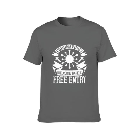Image of Double Sided Corona Free Entry T-Shirt for Men, Adult Cotton Short Sleeve Tee - Alexecom.com