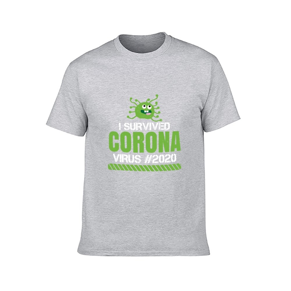 Double Sided Corona Survive T-Shirt for Men, Adult Cotton Short Sleeve Tee - Alexecom.com