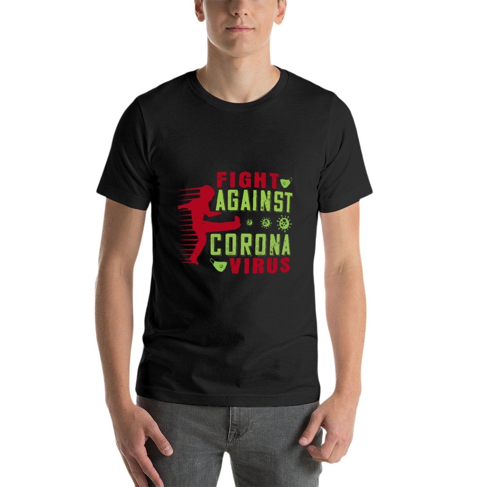 Double Sided Fight Against Corona T-Shirt for Men, Adult Cotton Short Sleeve Tee - Alexecom.com