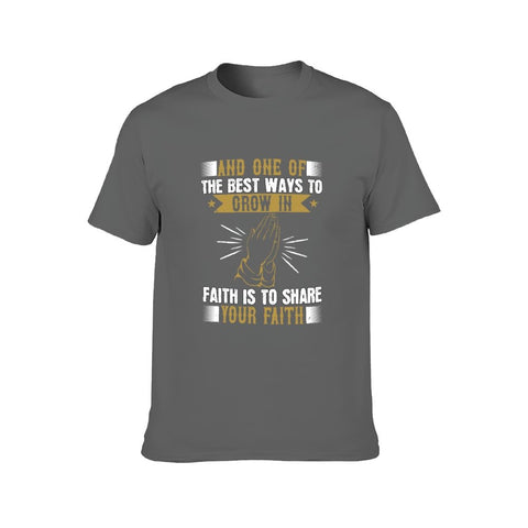 Image of Double Sided Grow in Faith T-Shirt for Men, Adult Cotton Short Sleeve Tee - Alexecom.com