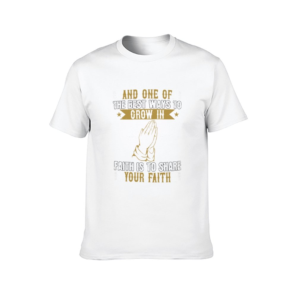 Double Sided Grow in Faith T-Shirt for Men, Adult Cotton Short Sleeve Tee - Alexecom.com