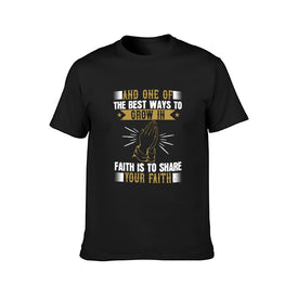 Double Sided Grow in Faith T-Shirt for Men, Adult Cotton Short Sleeve Tee