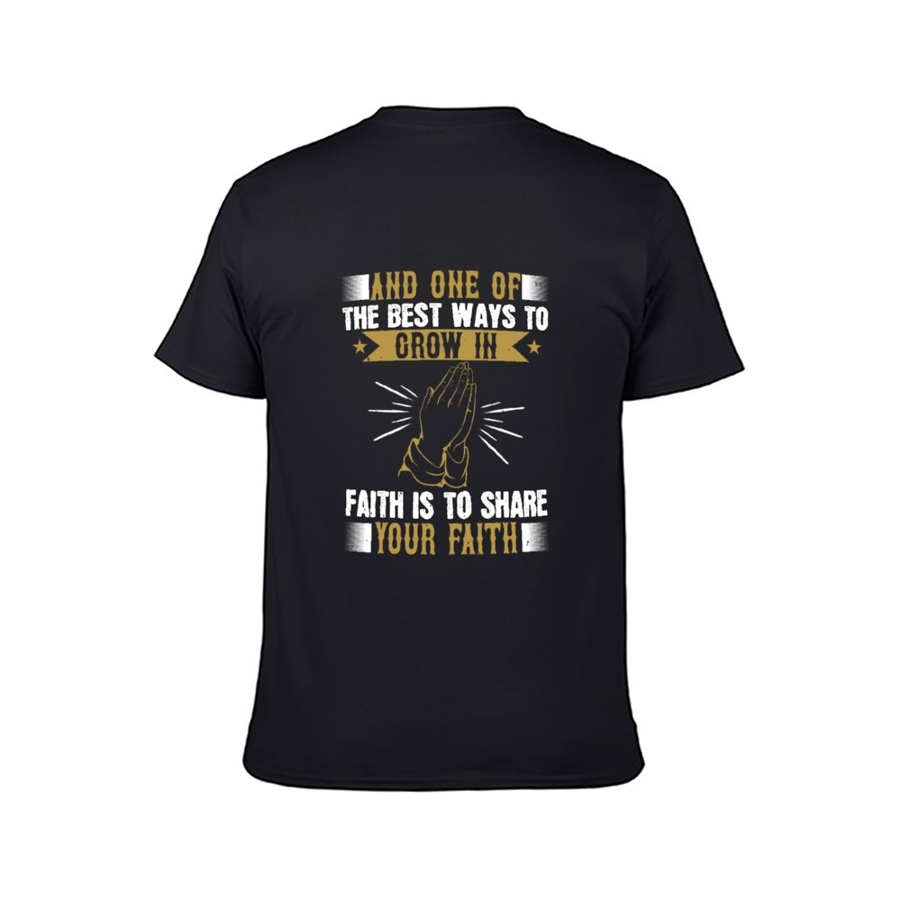 Double Sided Grow in Faith T-Shirt for Men, Adult Cotton Short Sleeve Tee - Alexecom.com