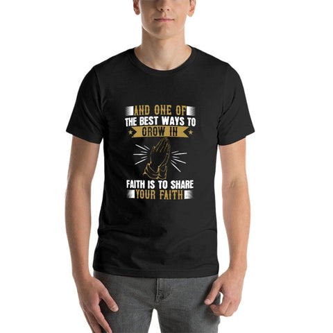 Image of Double Sided Grow in Faith T-Shirt for Men, Adult Cotton Short Sleeve Tee - Alexecom.com