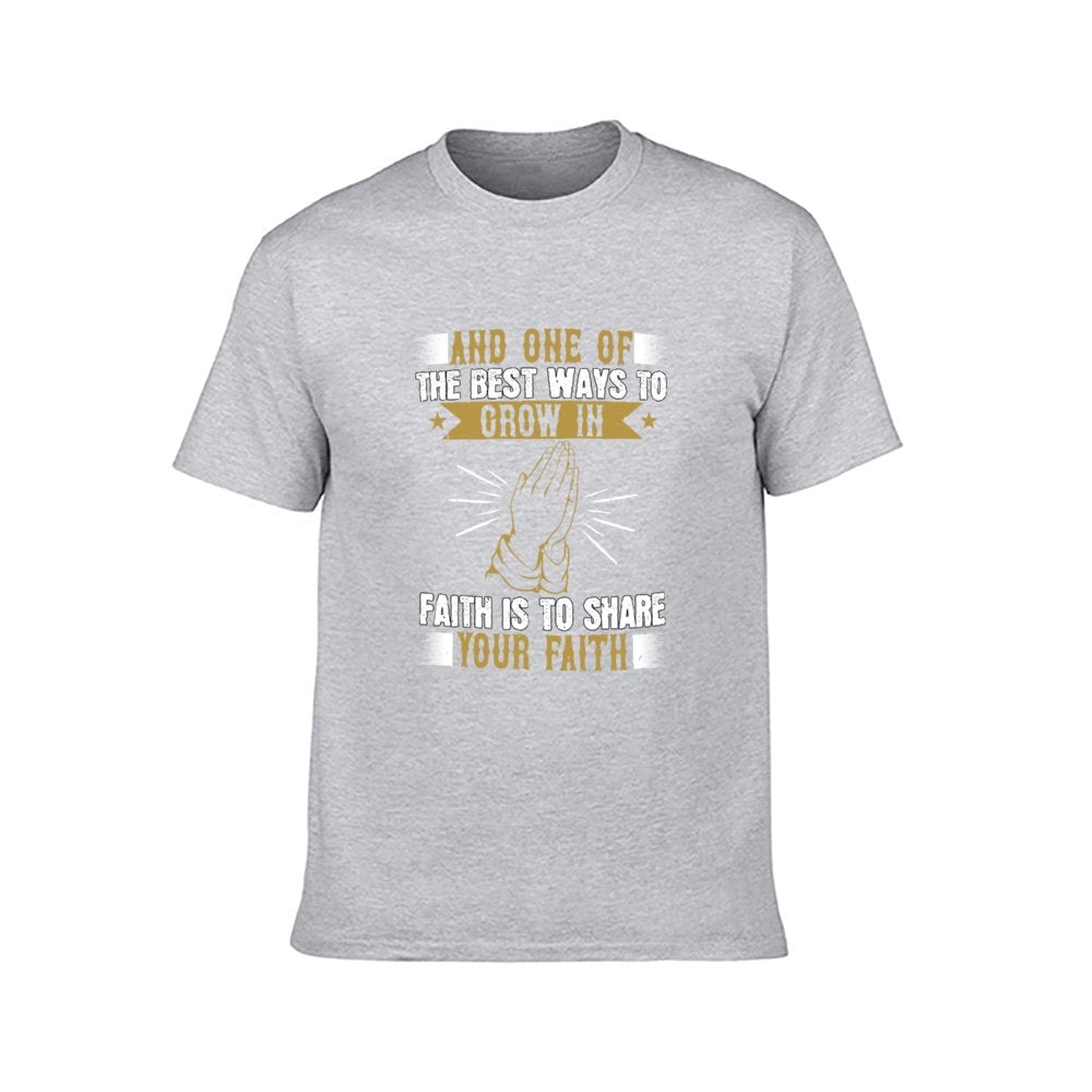 Double Sided Grow in Faith T-Shirt for Men, Adult Cotton Short Sleeve Tee - Alexecom.com