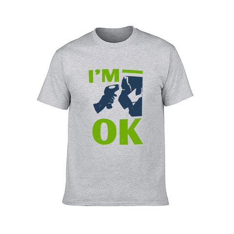 Image of Double Sided I am Ok T-Shirt for Men, Adult Cotton Short Sleeve Tee - Alexecom.com