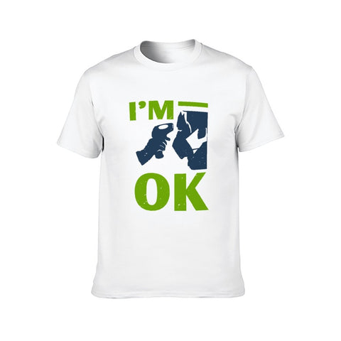 Image of Double Sided I am Ok T-Shirt for Men, Adult Cotton Short Sleeve Tee - Alexecom.com