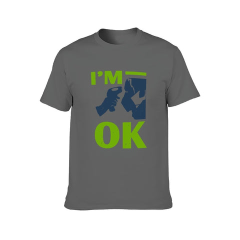Image of Double Sided I am Ok T-Shirt for Men, Adult Cotton Short Sleeve Tee - Alexecom.com