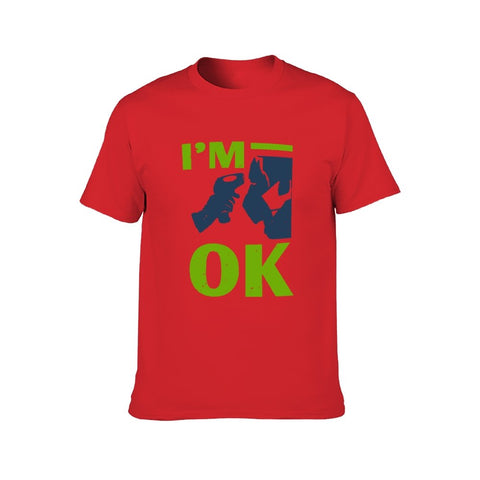 Image of Double Sided I am Ok T-Shirt for Men, Adult Cotton Short Sleeve Tee - Alexecom.com