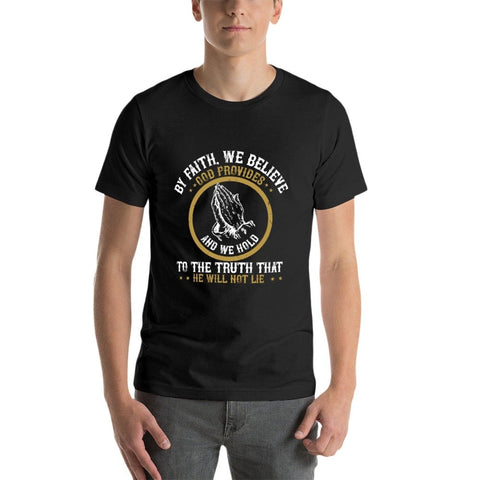 Image of Double Sided We Belive God T-Shirt for Men, Adult Cotton Short Sleeve Tee - Alexecom.com