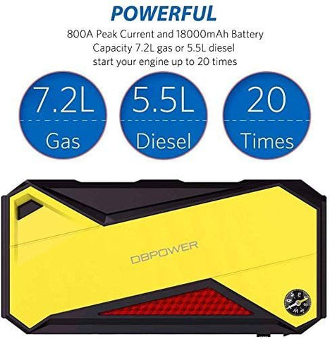 Image of DBPOWER 800A Peak 18000mAh Portable Car Jump Starter
