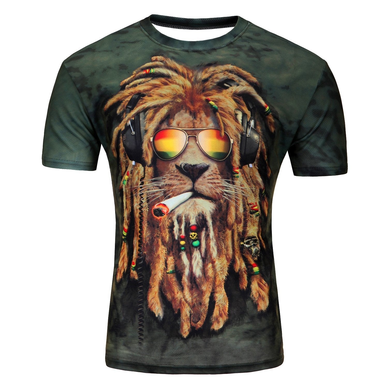 European and American fashion in summer 3D printing lions male short sleeved T-shirt 3D T-shirt - Alexecom.com