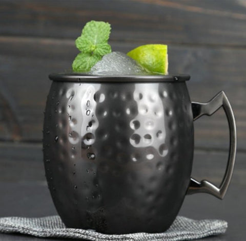 Image of Moscow scorpion cup stainless steel hammer point light body copper plated black cocktail glass - Alexecom.com