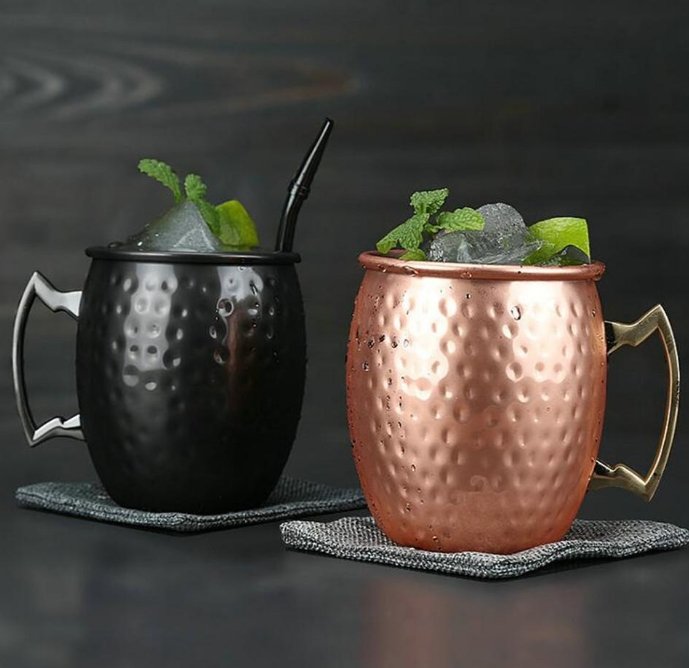 Moscow scorpion cup stainless steel hammer point light body copper plated black cocktail glass - Alexecom.com