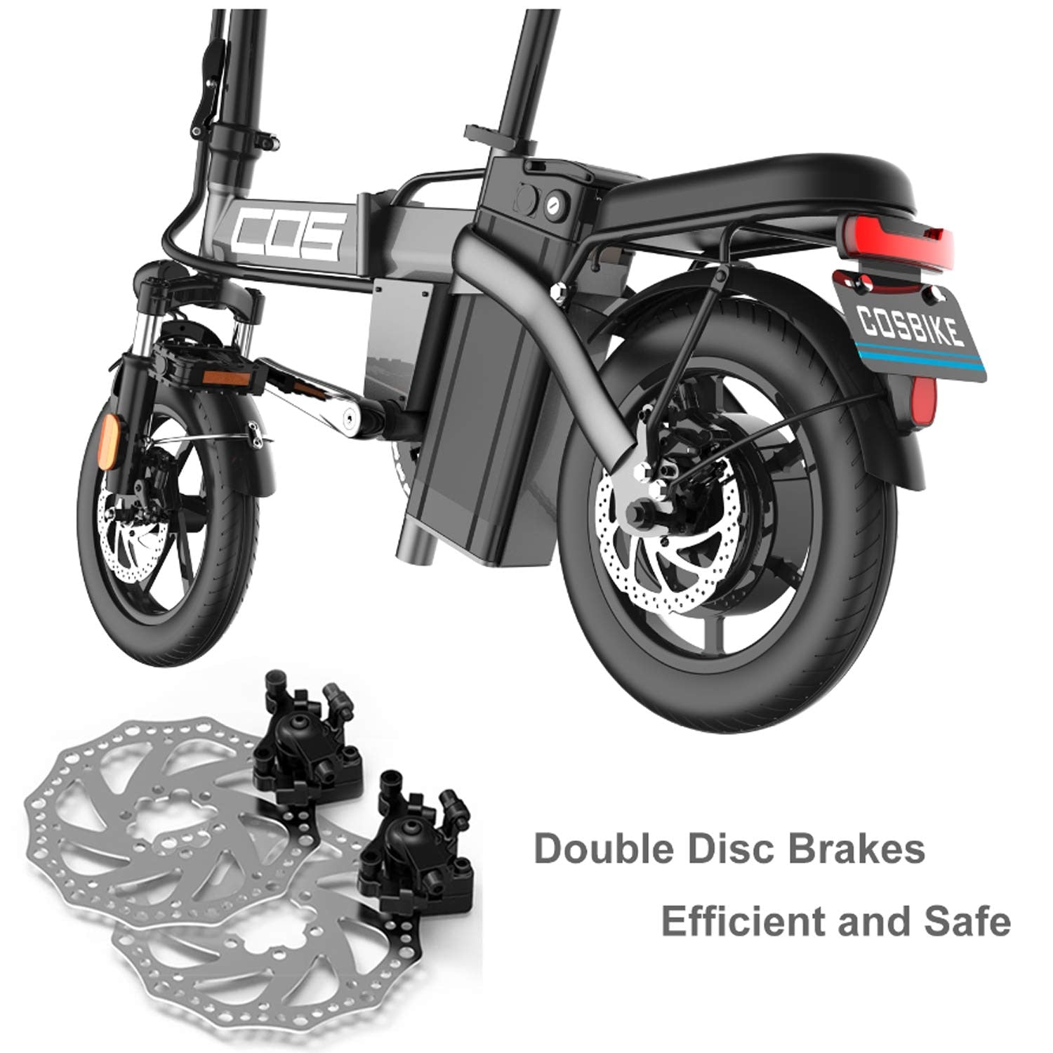 Folding Electric Bike Bicycle 350W Brushless Motor with 48v 14.4Ah Lithium Ion Battery Fat Tire 14" for Adult