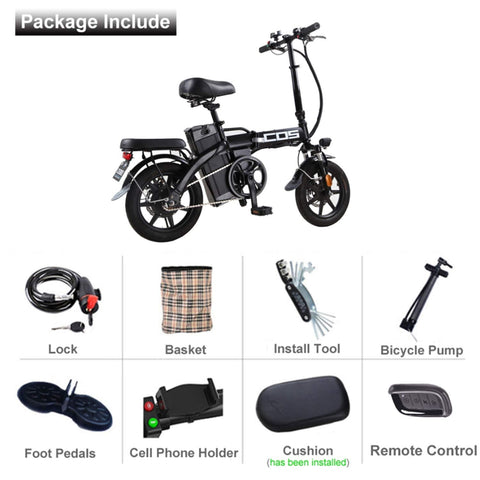 Image of Folding Electric Bike Bicycle 350W Brushless Motor with 48v 14.4Ah Lithium Ion Battery Fat Tire 14" for Adult