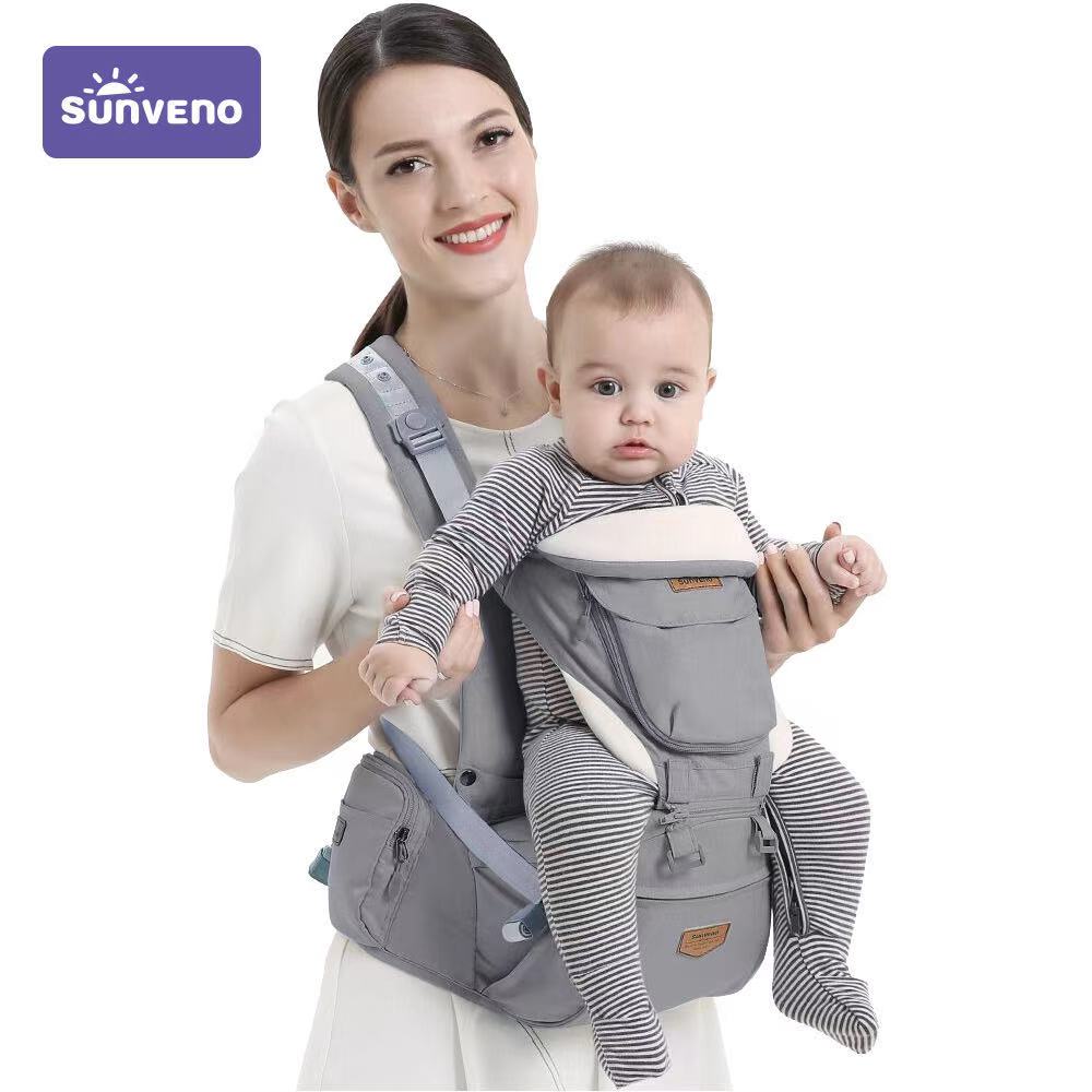 Sunveno Ergonomic Baby Carrier Baby Kangaroo Child Hip Seat Tool Baby Holder Sling Wrap Backpacks Baby Travel Activity Gear