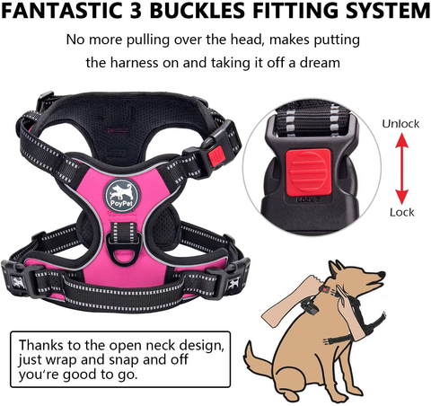 Image of No Pull Dog Pet Harness Adjustable Control Vest Dogs Reflective XS S M Large XXL