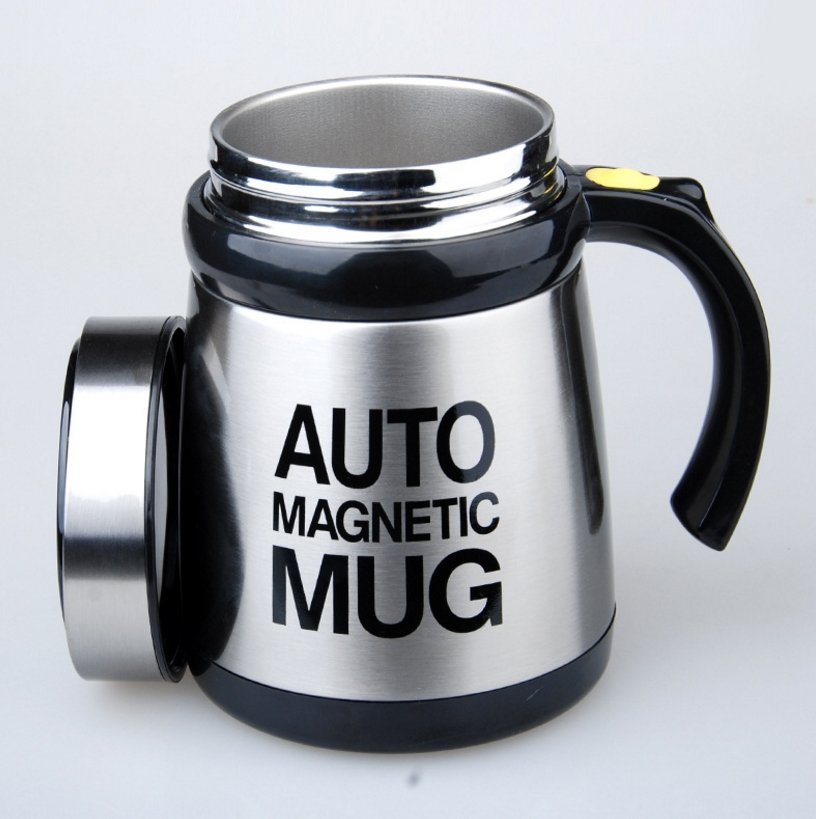 Stainless steel upgraded version automatic magnetizing stirring coffee cup lazy person stirring creative gifts metal cup - Alexecom.com