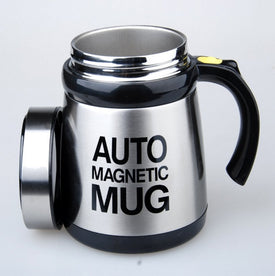 Stainless steel upgraded version automatic magnetizing stirring coffee cup lazy person stirring creative gifts metal cup - Alexecom.com