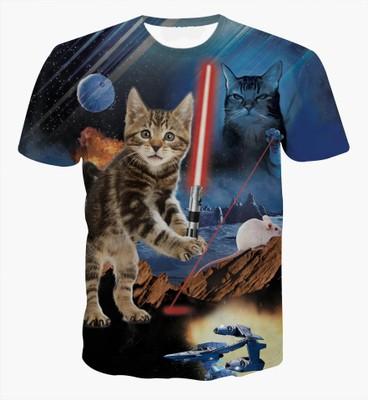 Image of Star Wars Spoof Cat Warrior 3DT Shirt Men's Short Sleeve - Alexecom.com
