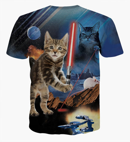 Image of Star Wars Spoof Cat Warrior 3DT Shirt Men's Short Sleeve - Alexecom.com