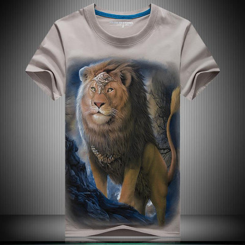 Image of T-shirt printing 3D moonlight lion - Alexecom.com