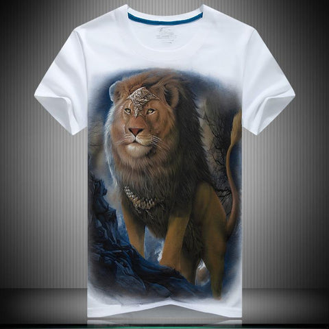 Image of T-shirt printing 3D moonlight lion - Alexecom.com