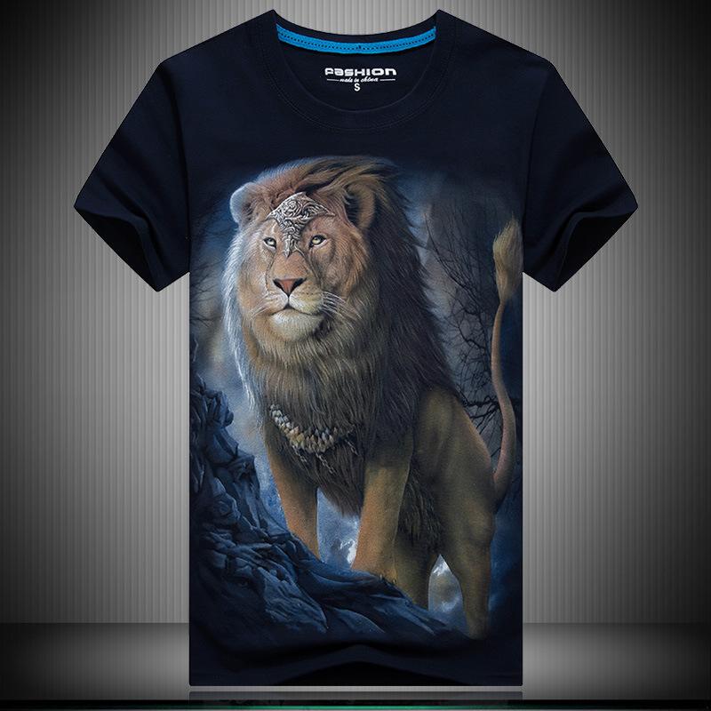T-shirt printing 3D moonlight lion - Alexecom.com