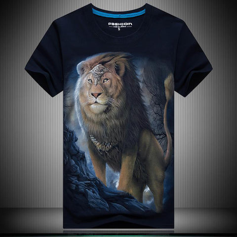 Image of T-shirt printing 3D moonlight lion - Alexecom.com