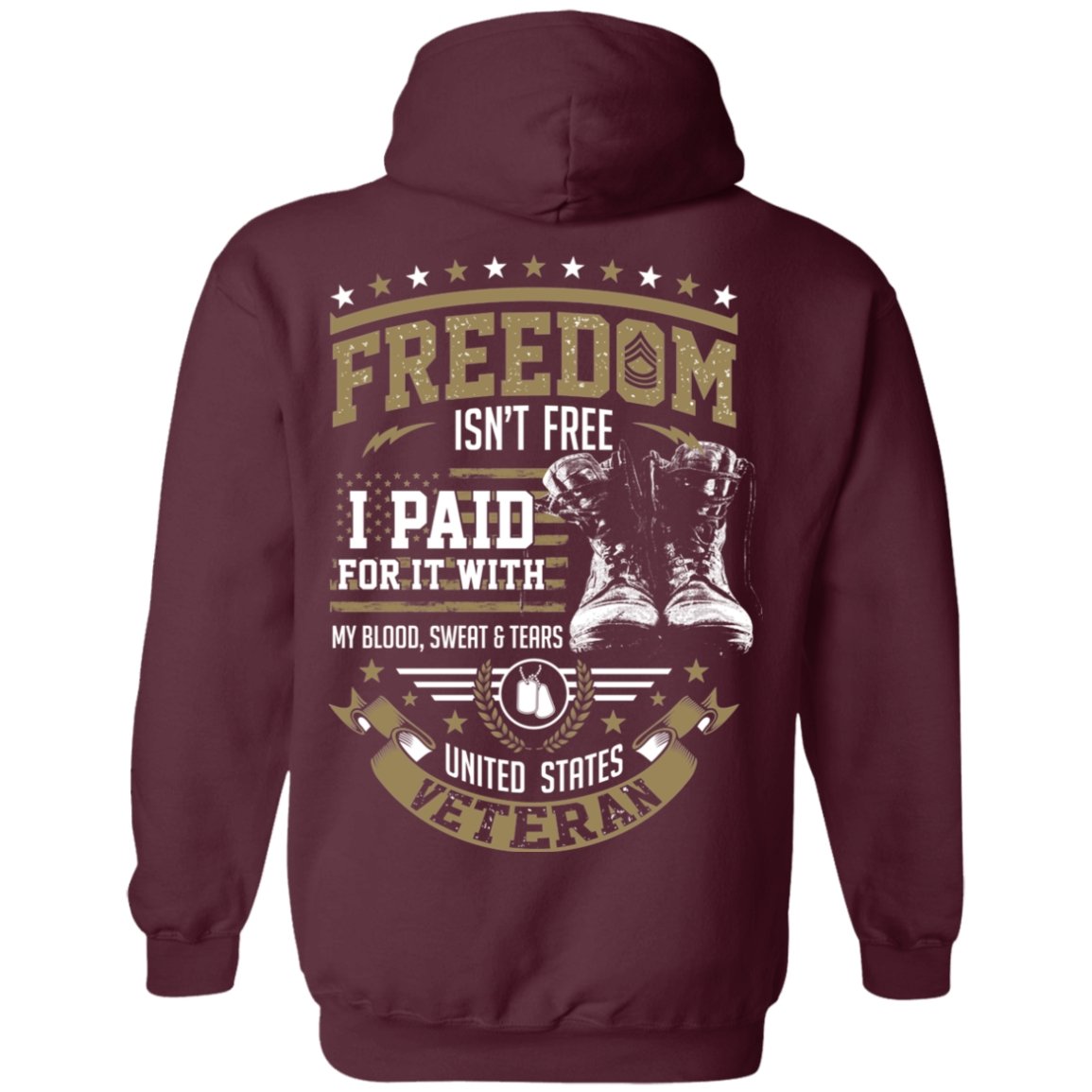 Veteran Design Double Side Printed Pullover Hoodie - Alexecom.com