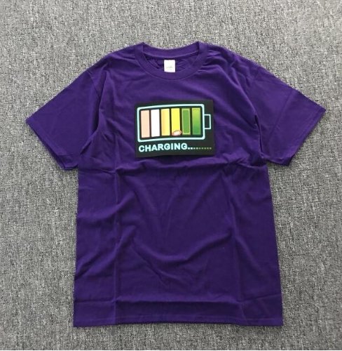 Vibrating sound with the battery led voice control music luminous electric di T-shirt men and women couples luminous clothes cotton short sleeve - Alexecom.com