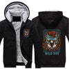 Wild dog Design Hoodie Full Zip Warm and Thick Plush Sweater for Men Front and Back Print - Alexecom.com