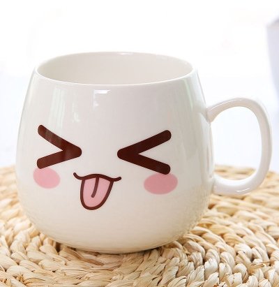 XING KILO Creative cute cup with lid ceramic spoon large capacity milk cup coffee mug expression cup - Alexecom.com