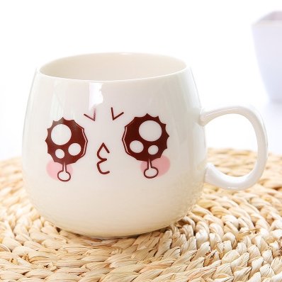 XING KILO Creative cute cup with lid ceramic spoon large capacity milk cup coffee mug expression cup - Alexecom.com
